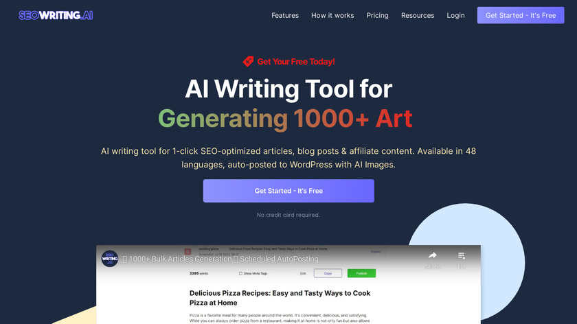 SEOWRITING AI Landing Page
