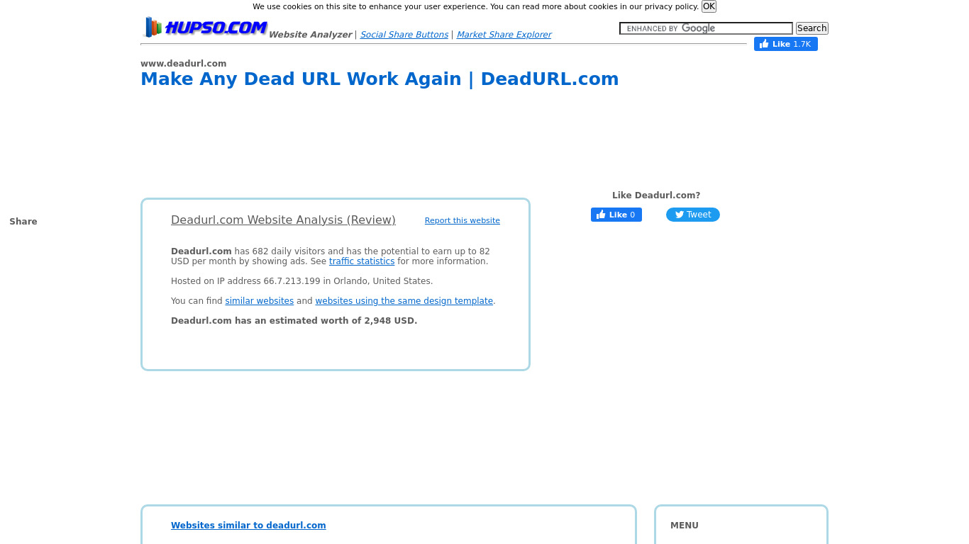 DeadURL.com Landing page