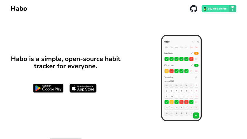 Habo (habit tracker) Landing Page