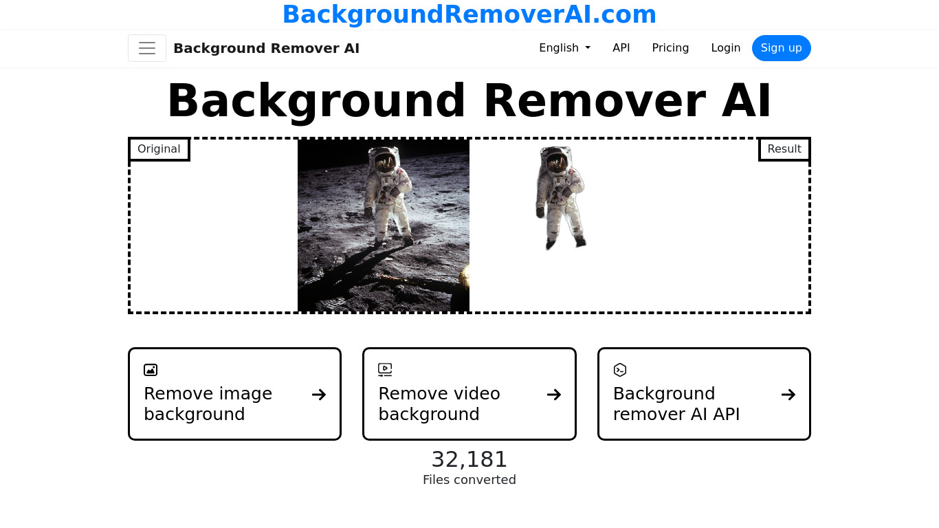 Background Remover AI Landing page