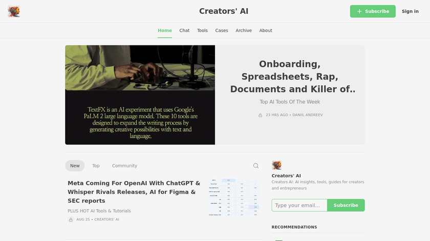 Creators' AI Landing Page