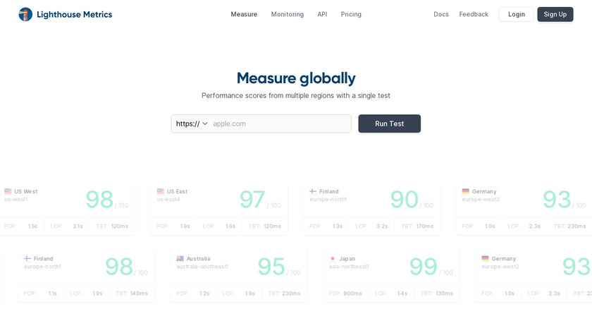 Lighthouse Metrics Landing Page