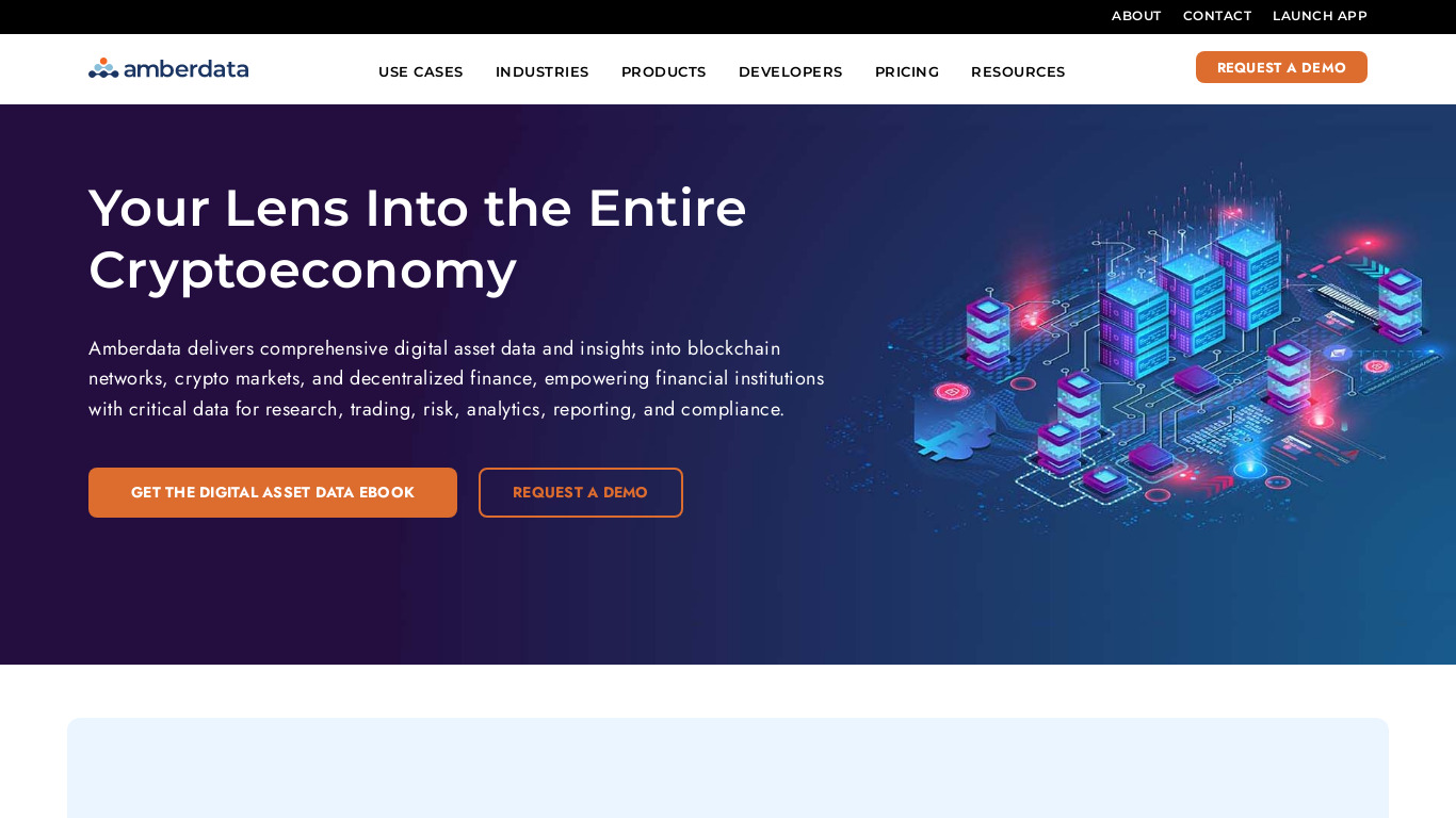 Amberdata Landing page