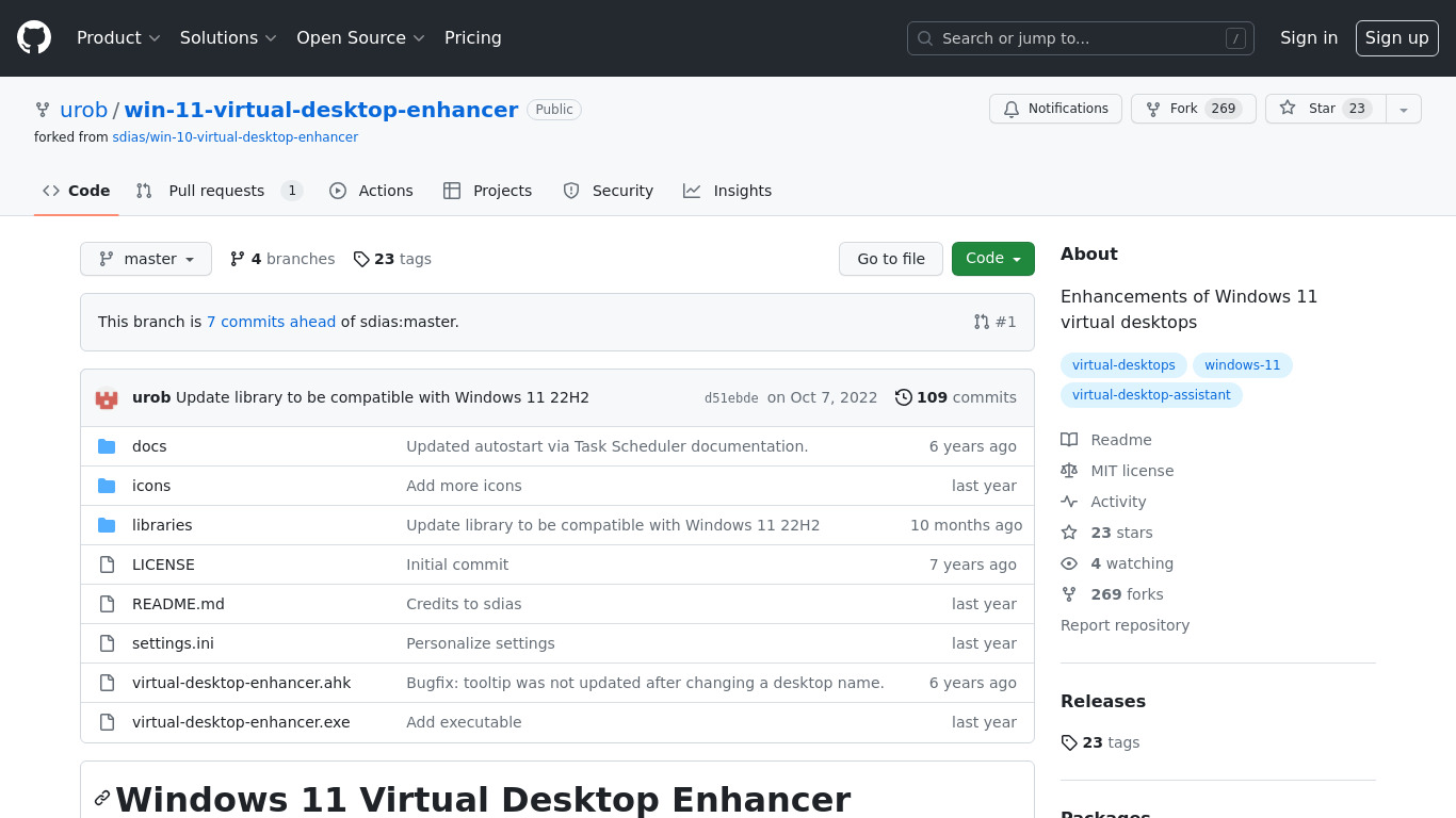 Virtual Desktop Enhancer Landing page