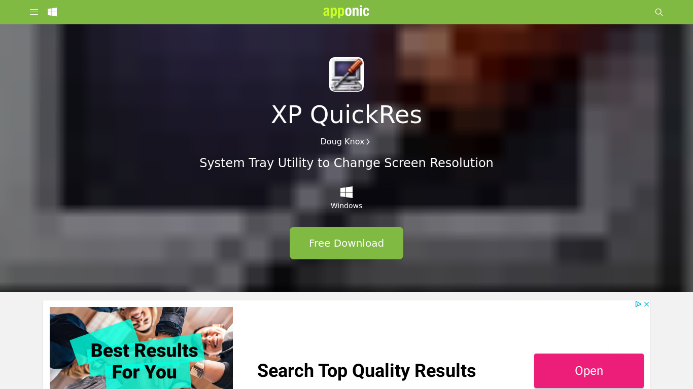 XP QuickRes Landing page