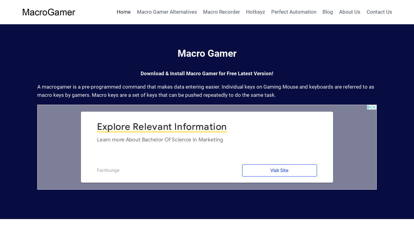 MacroGamer Landing page