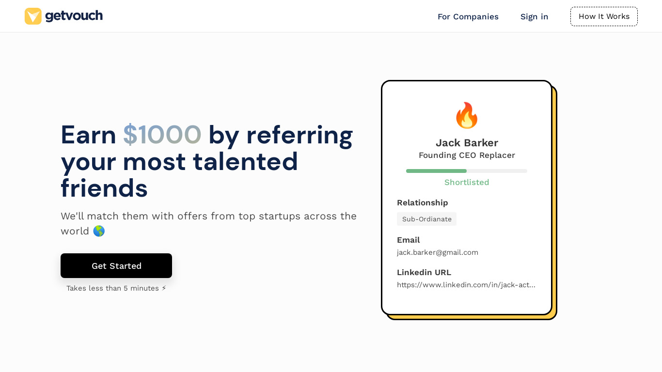 GetVouch Landing page