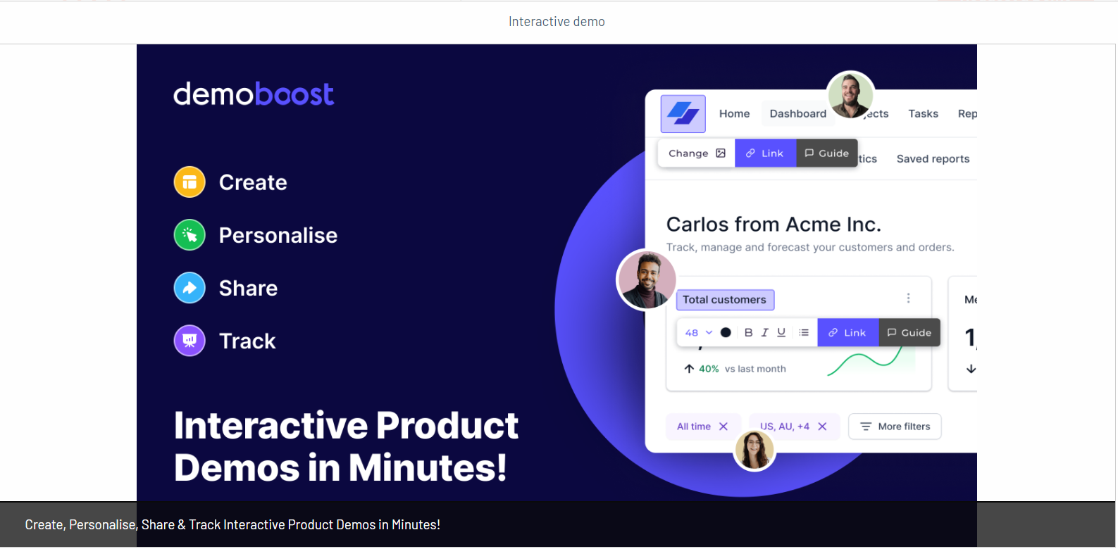 Demoboost Landing page