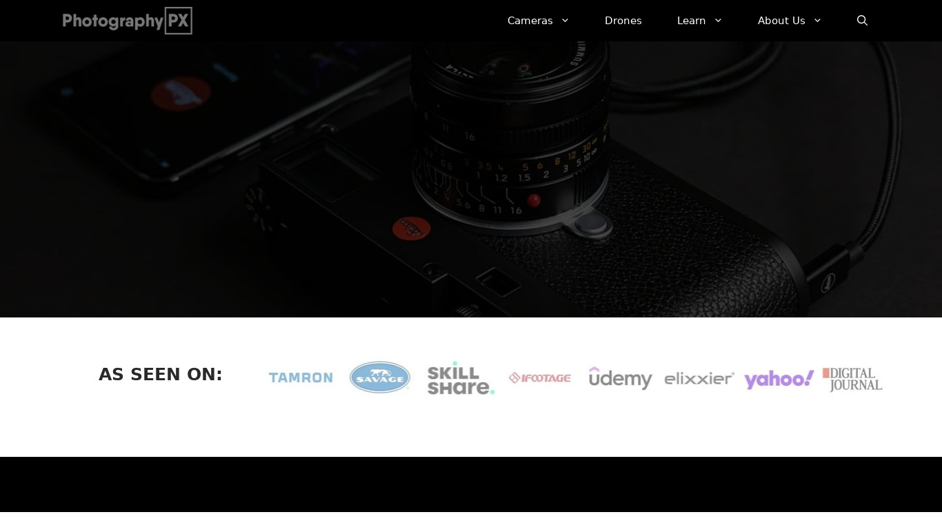 Photography PX Landing page