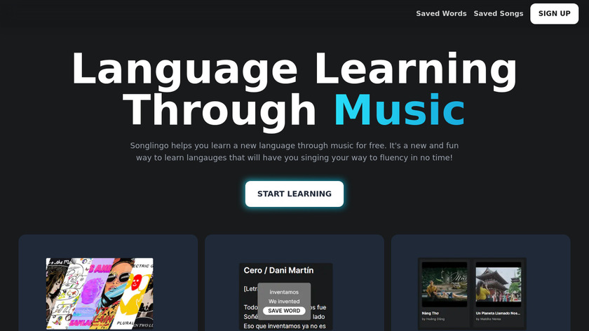 Songlingo Landing Page