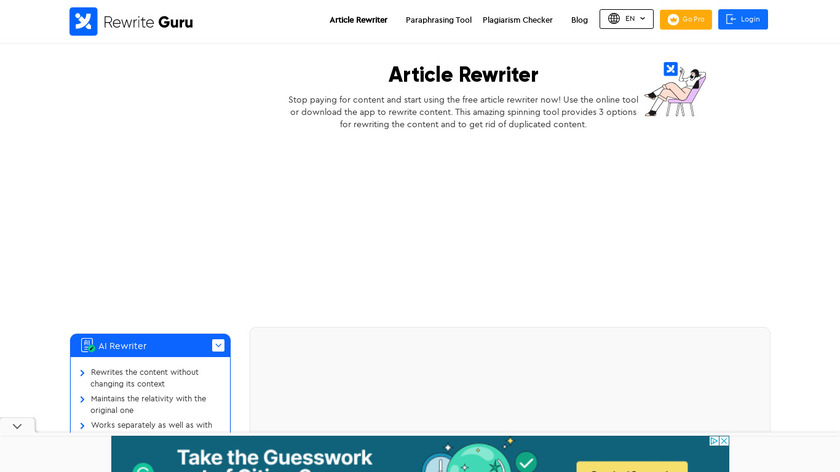 Rewrite Guru Landing Page