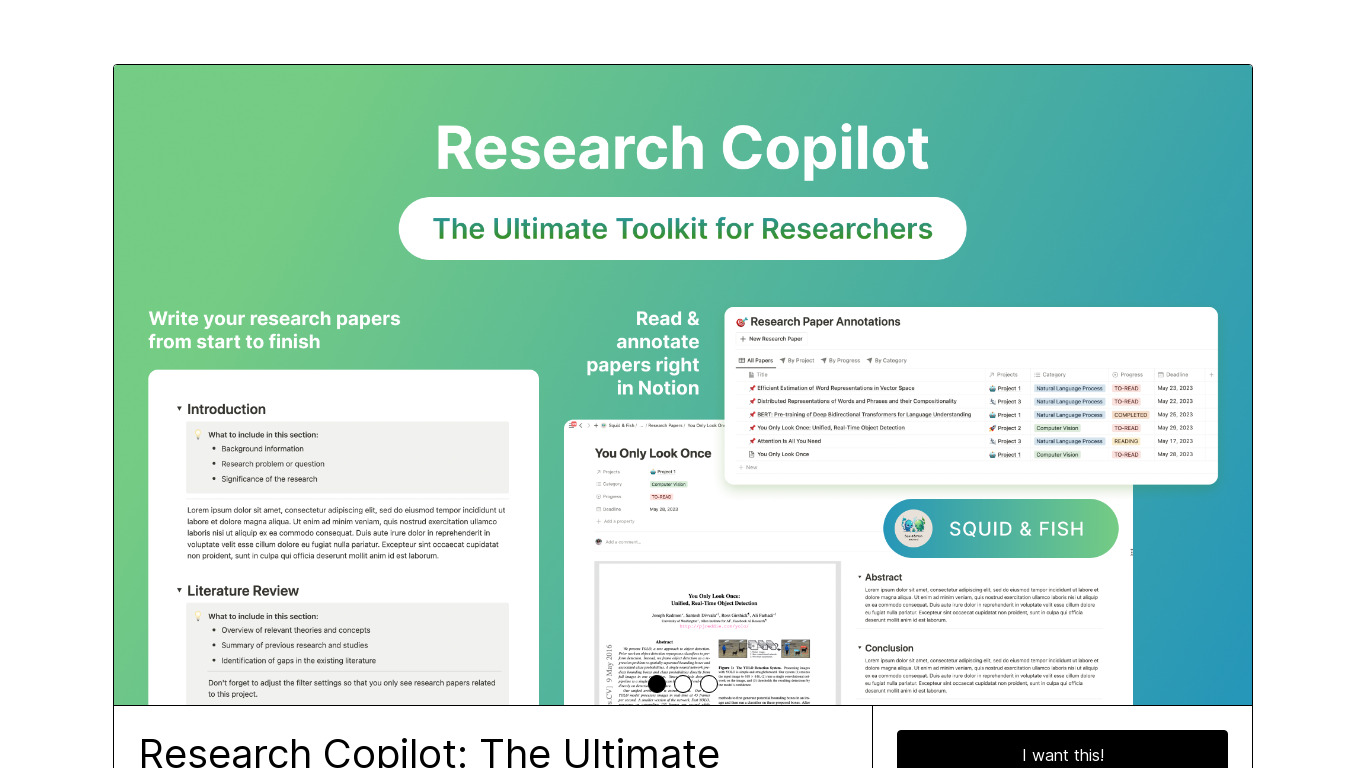 Research Copilot Landing page