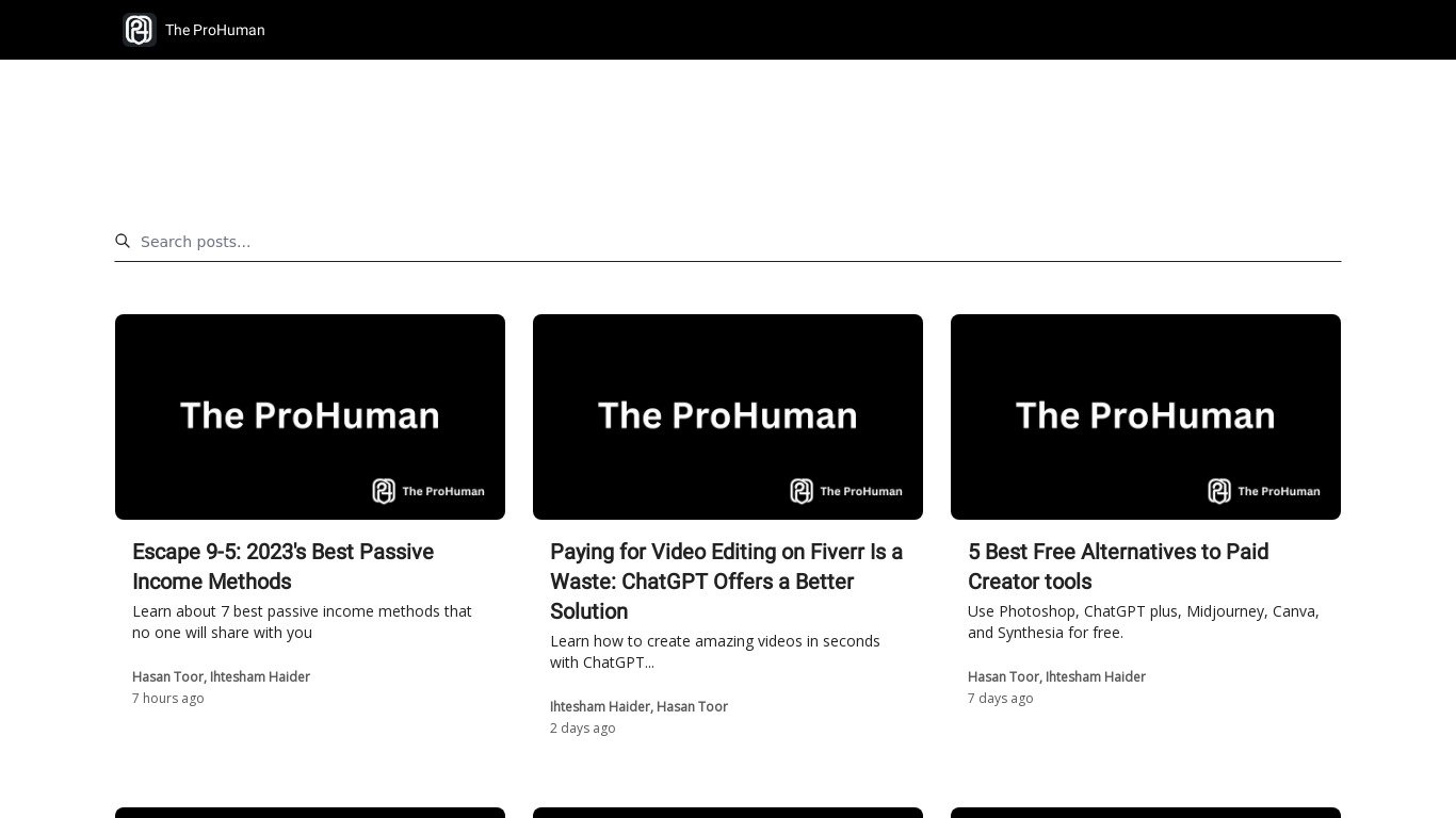 The Prohuman AI Landing page