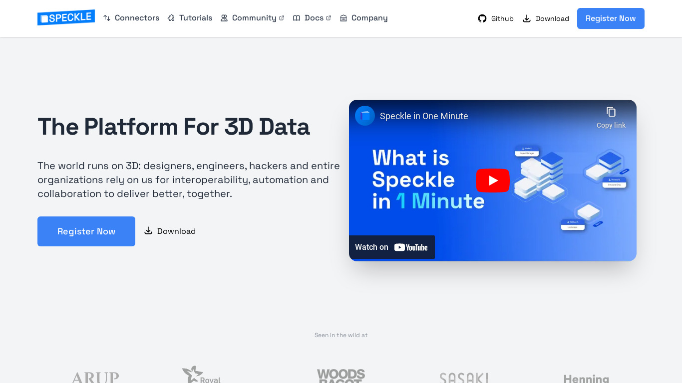 Speckle Landing page