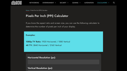 Pixels Per Inch (PPI) Calculator image