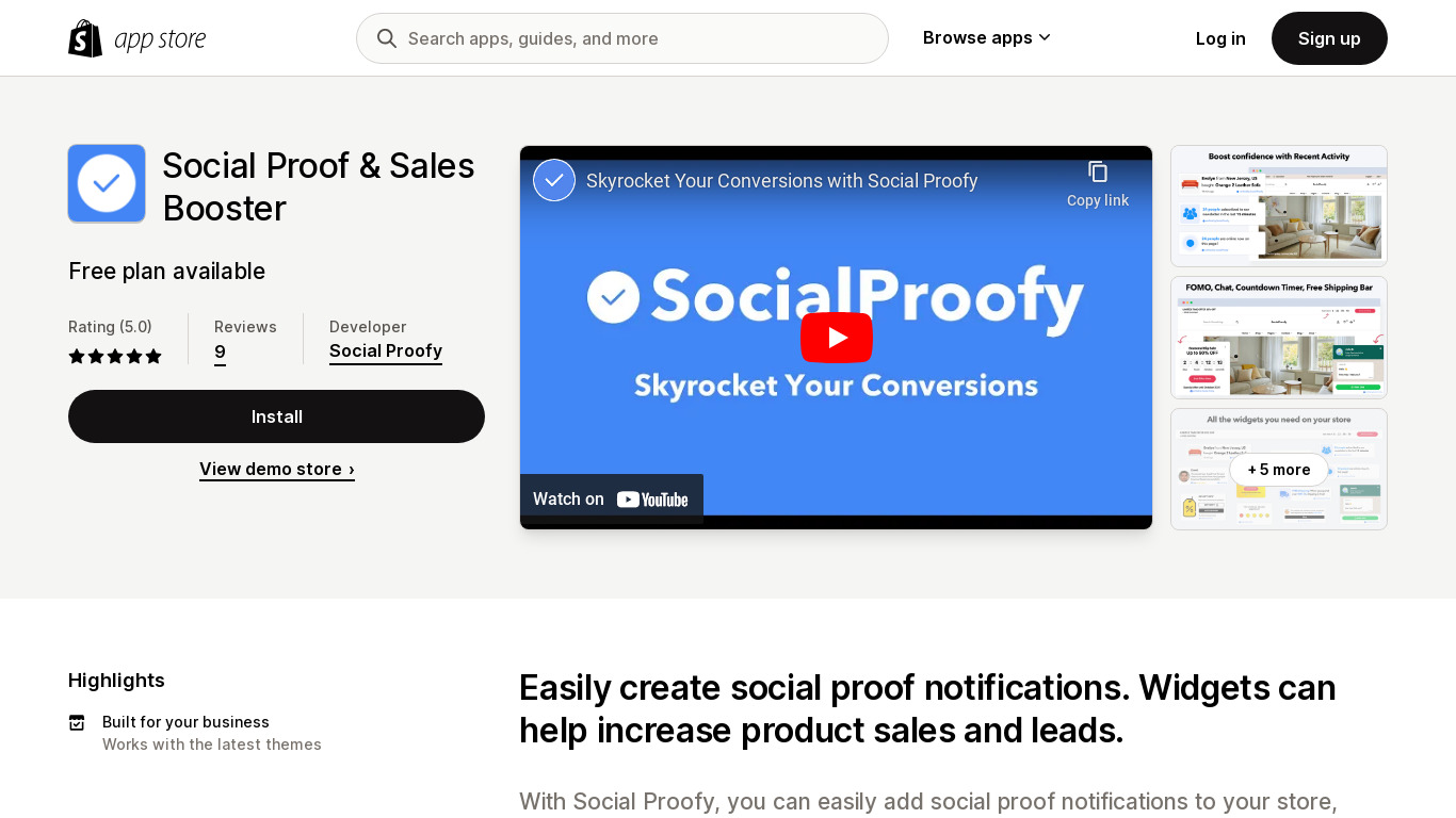 Social Proofy Landing page