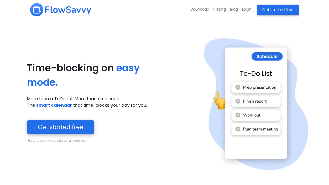 FlowSavvy Landing page