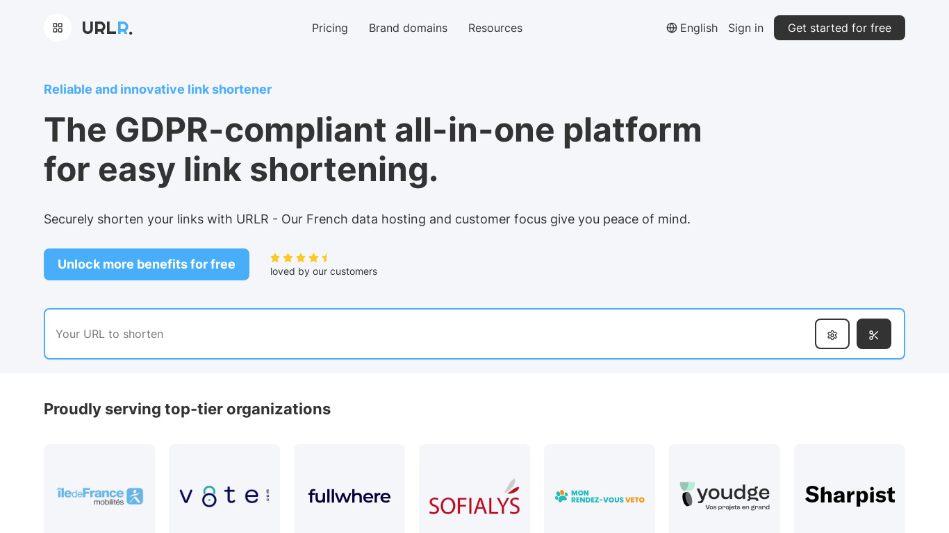 URLR Landing page