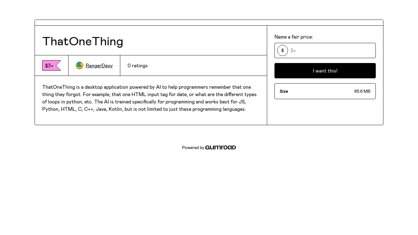 ThatOneThing Landing page