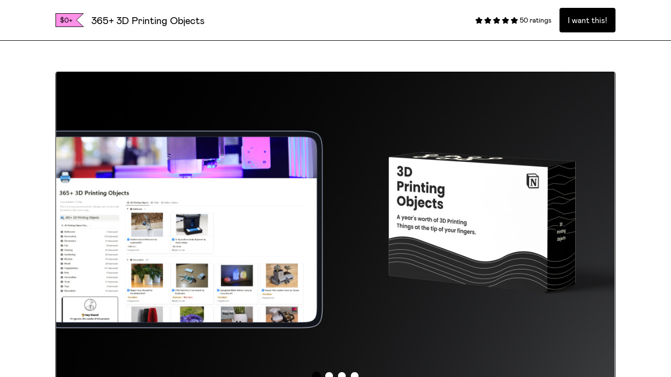 365+ 3D Printing Objects Landing page