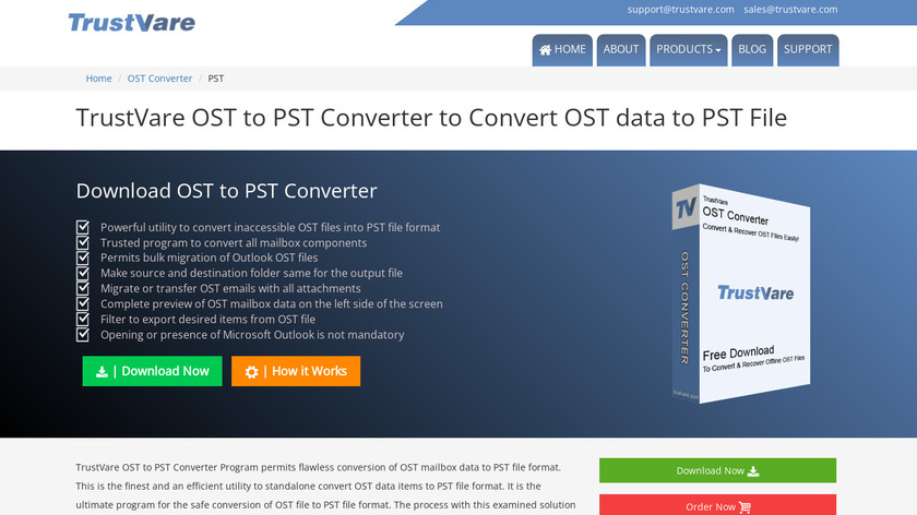 TrustVare OST to PST Converter Landing Page