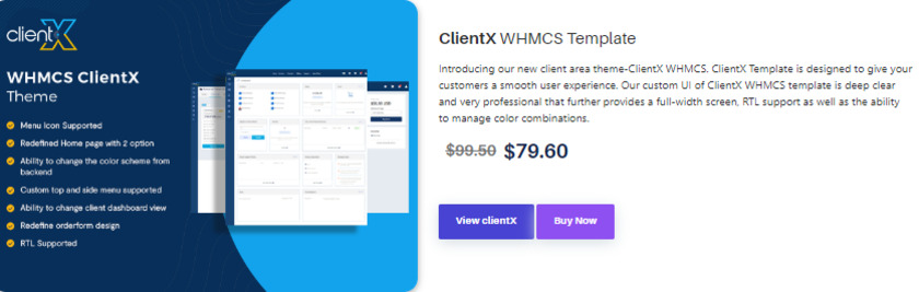 ClientX WHMCS Theme Landing Page