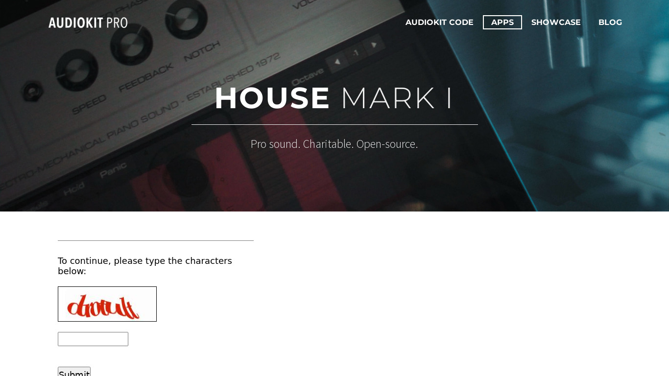 HOUSE: Mark I Landing page