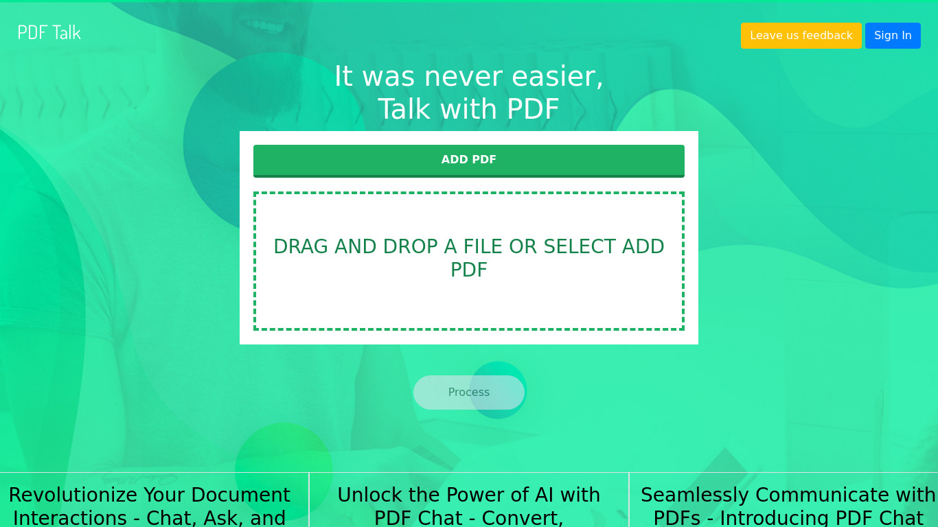 PDF Talk Landing page