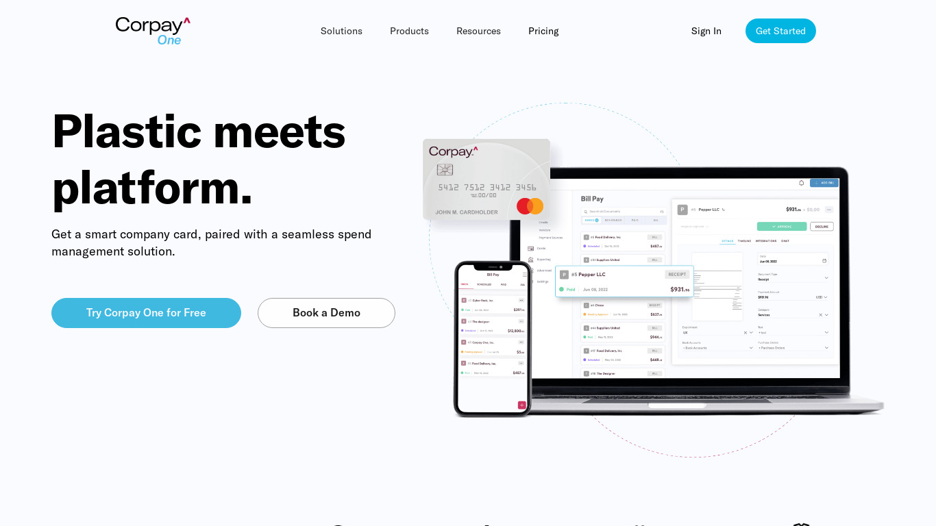 Corpay One Landing page