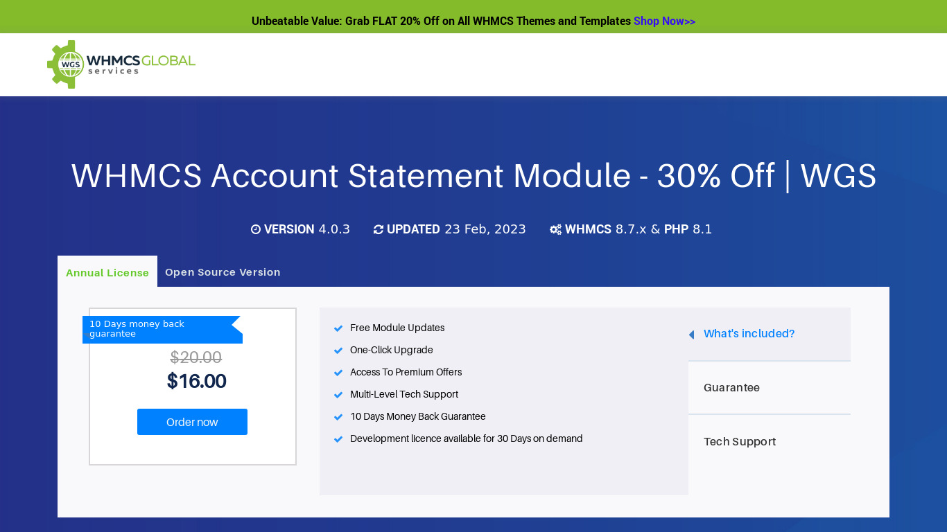 WGS Account Statement Module Landing page