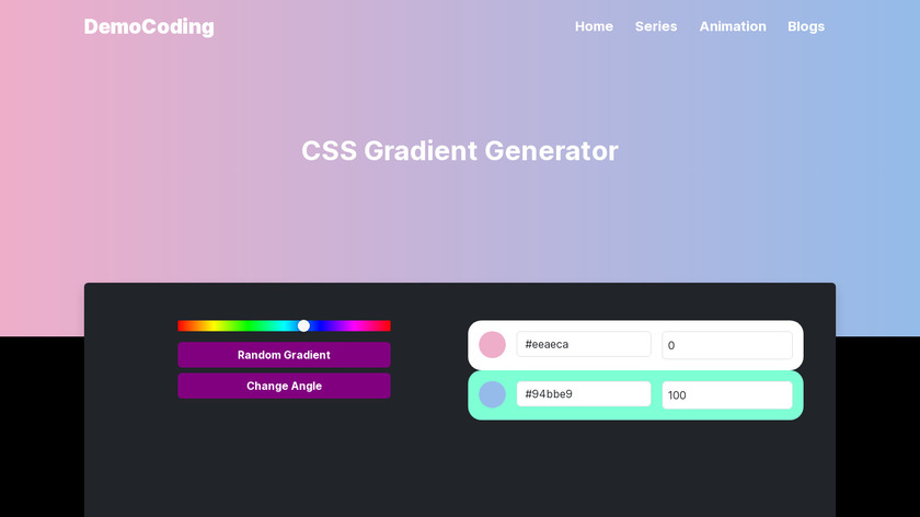 Democoding CSS Gradient Generator Landing Page