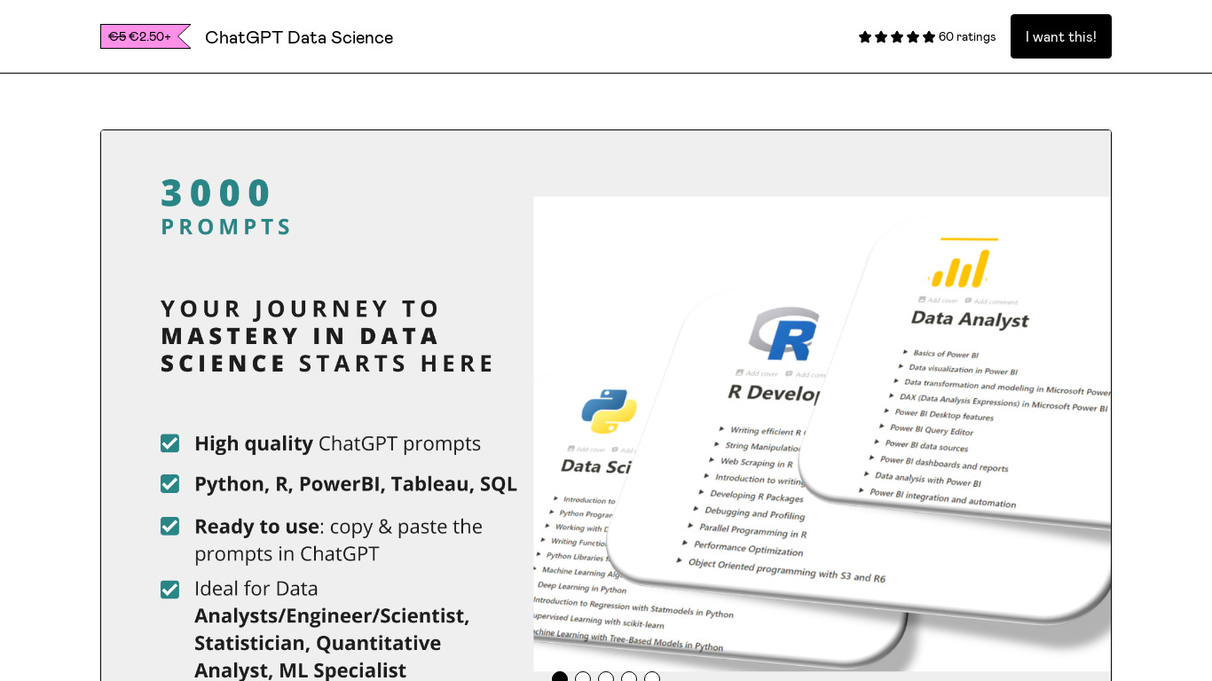 ChatGPT Data Science Landing page