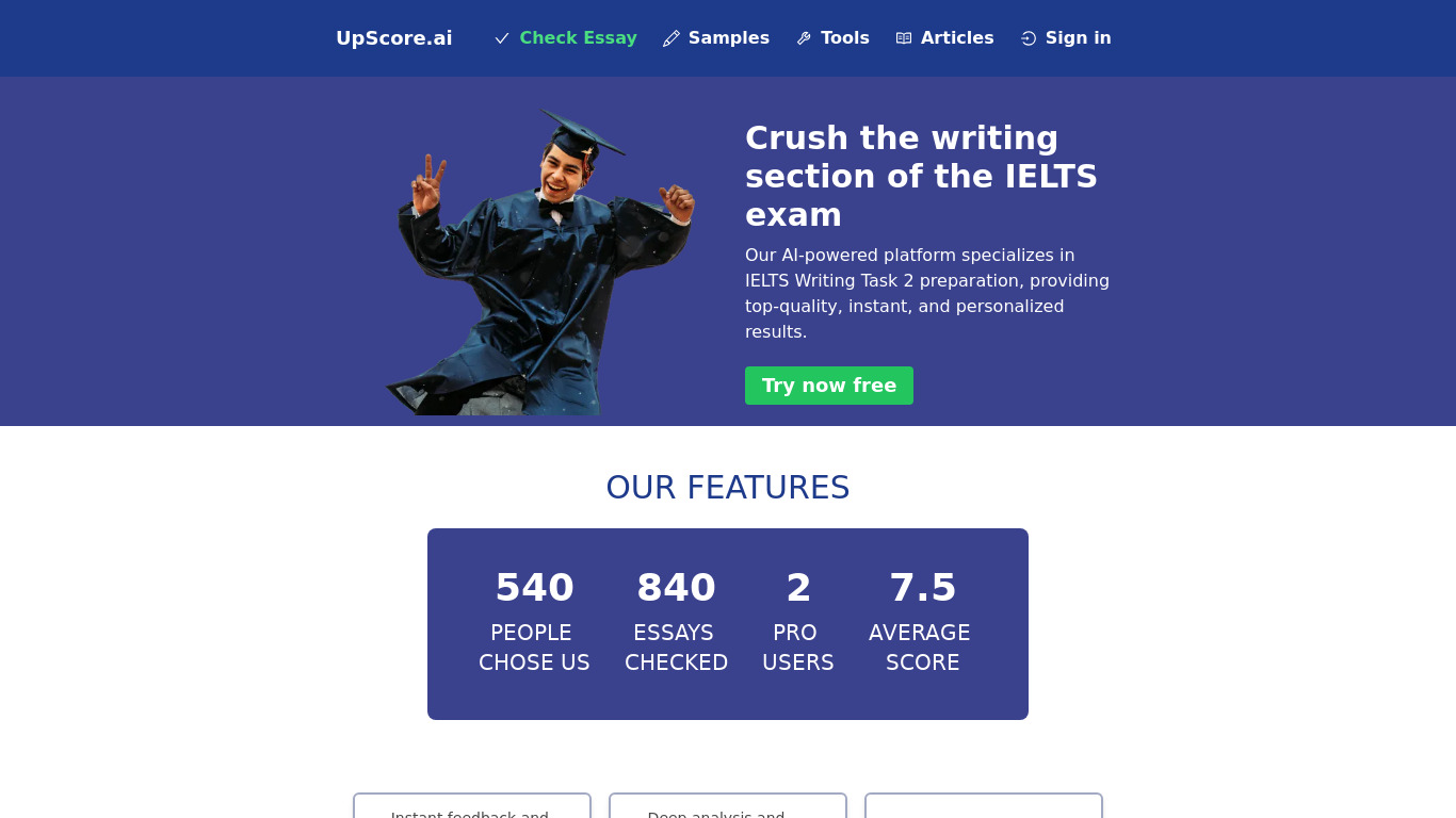 UpScore AI Landing page
