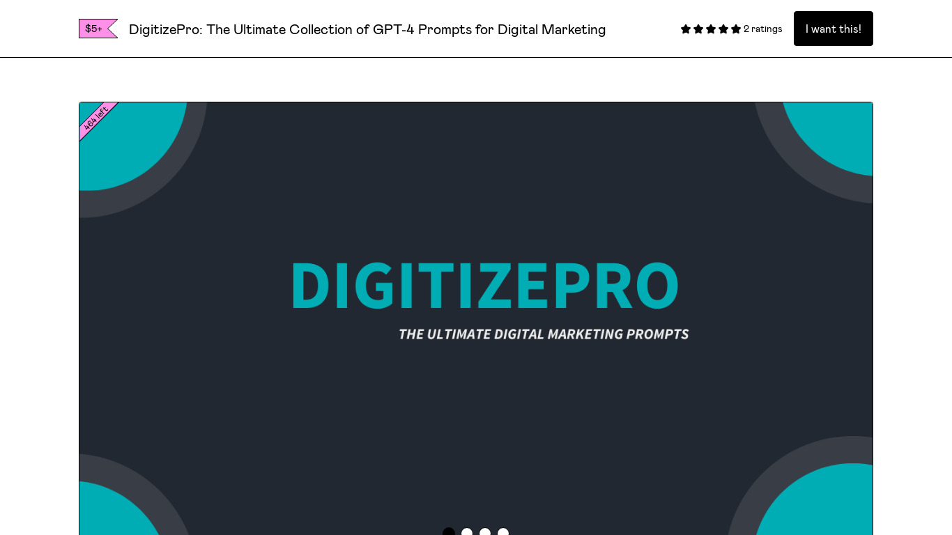 DigitizePro: Digital Marketing Prompts Landing page