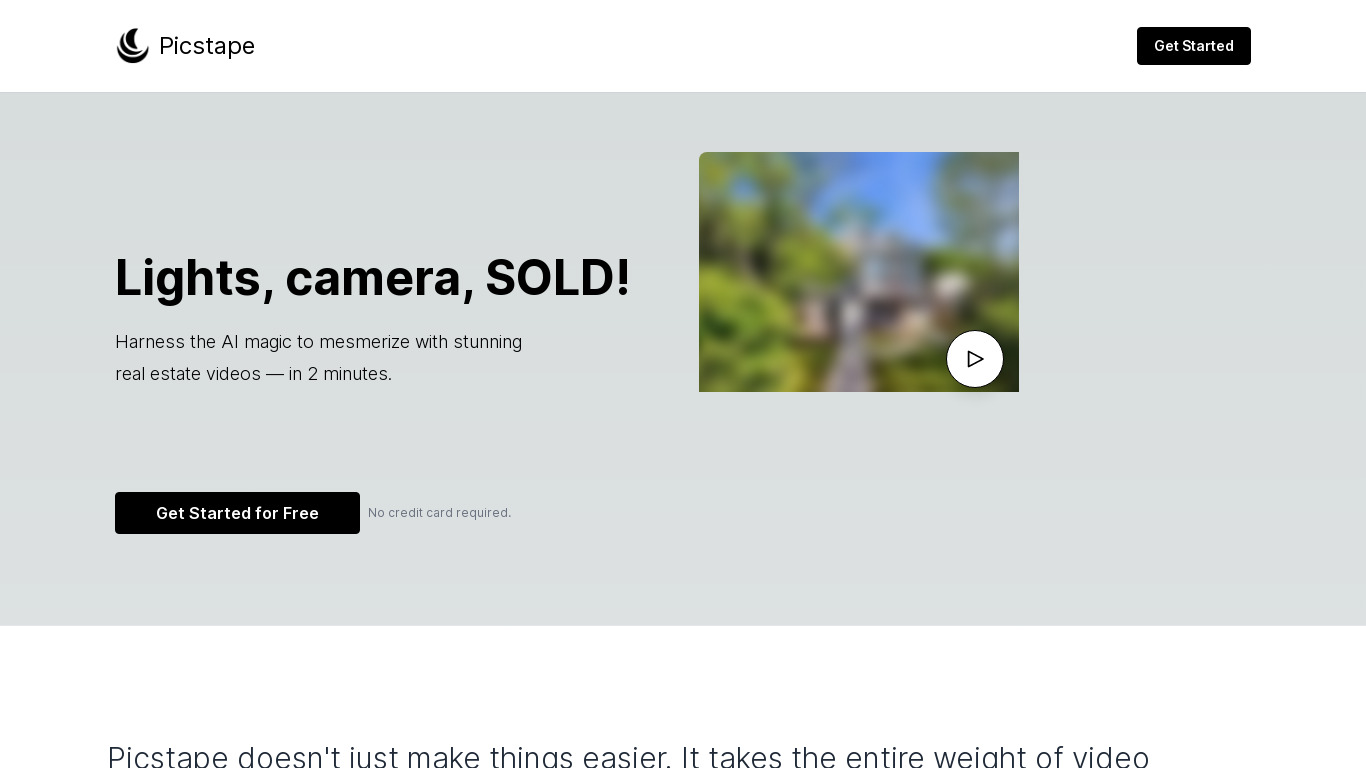 Picstape Landing page