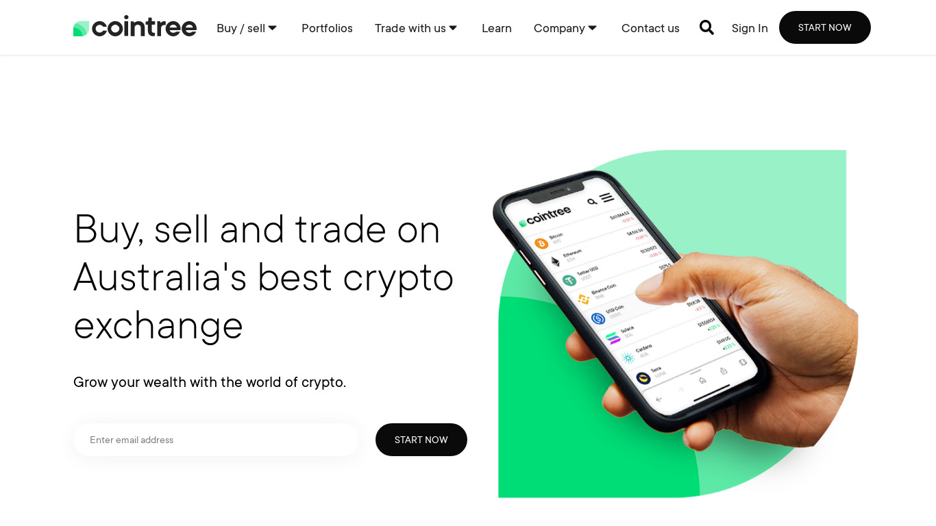 Cointree Landing page