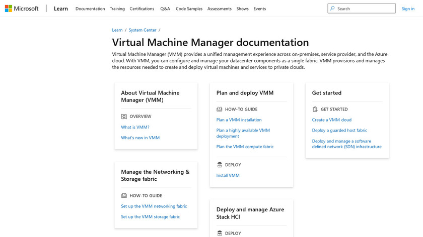 System Center Virtual Machine Manager Landing Page