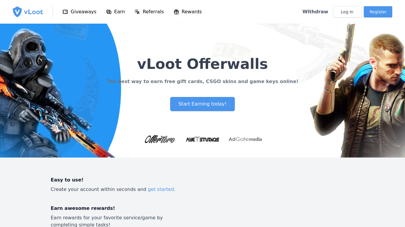 ClickLoot Landing page