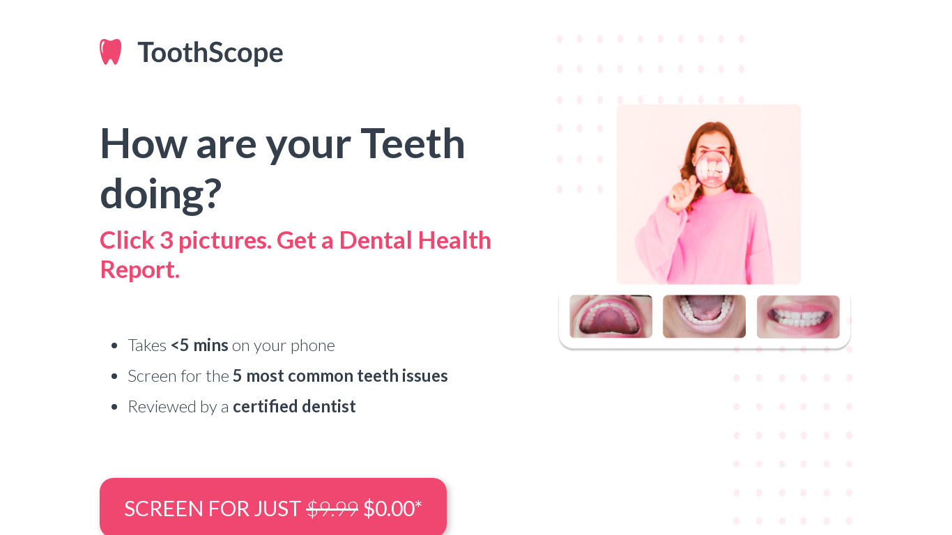 Toothscope Landing page