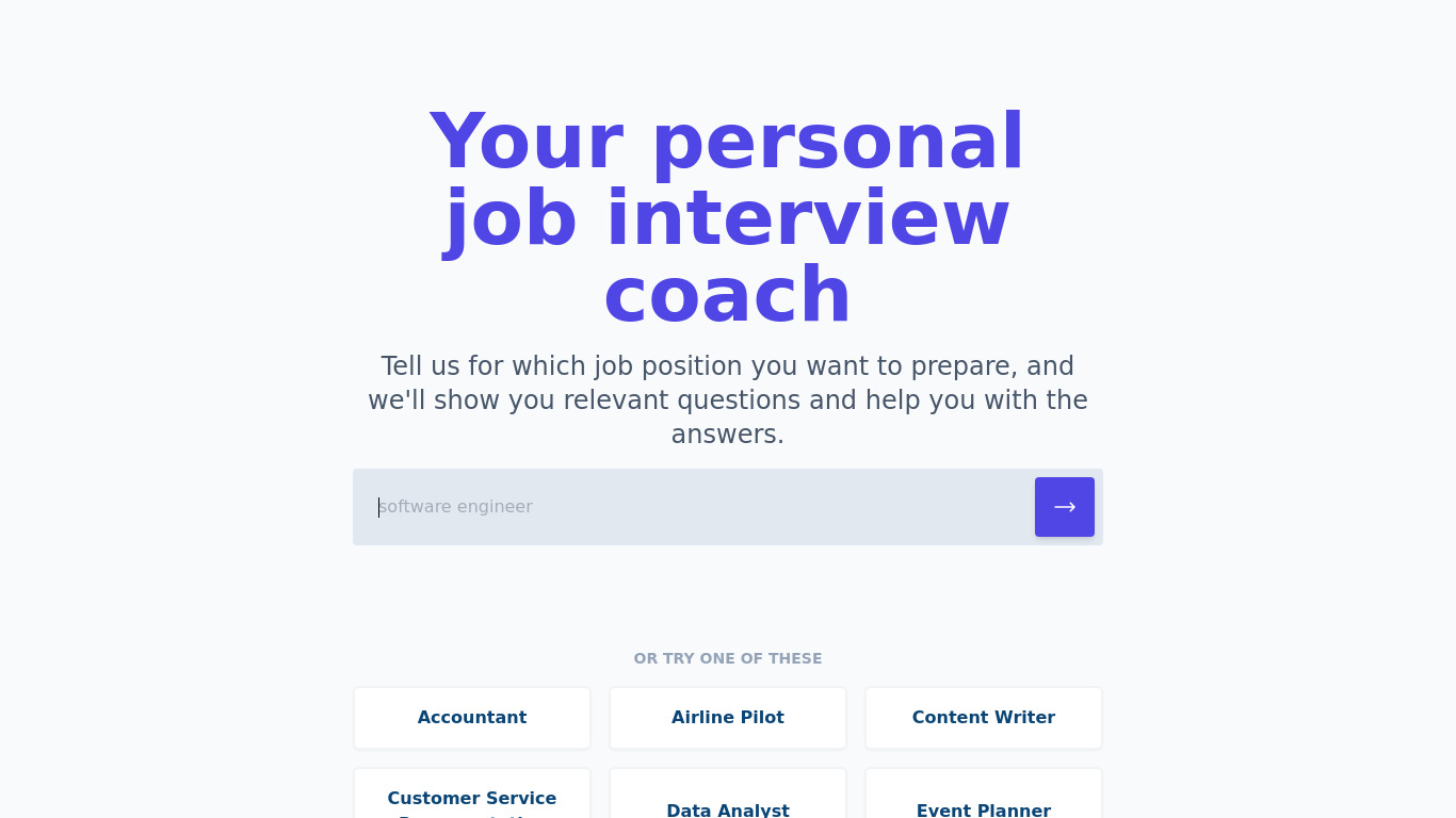 Free AI Interview Coach Landing page