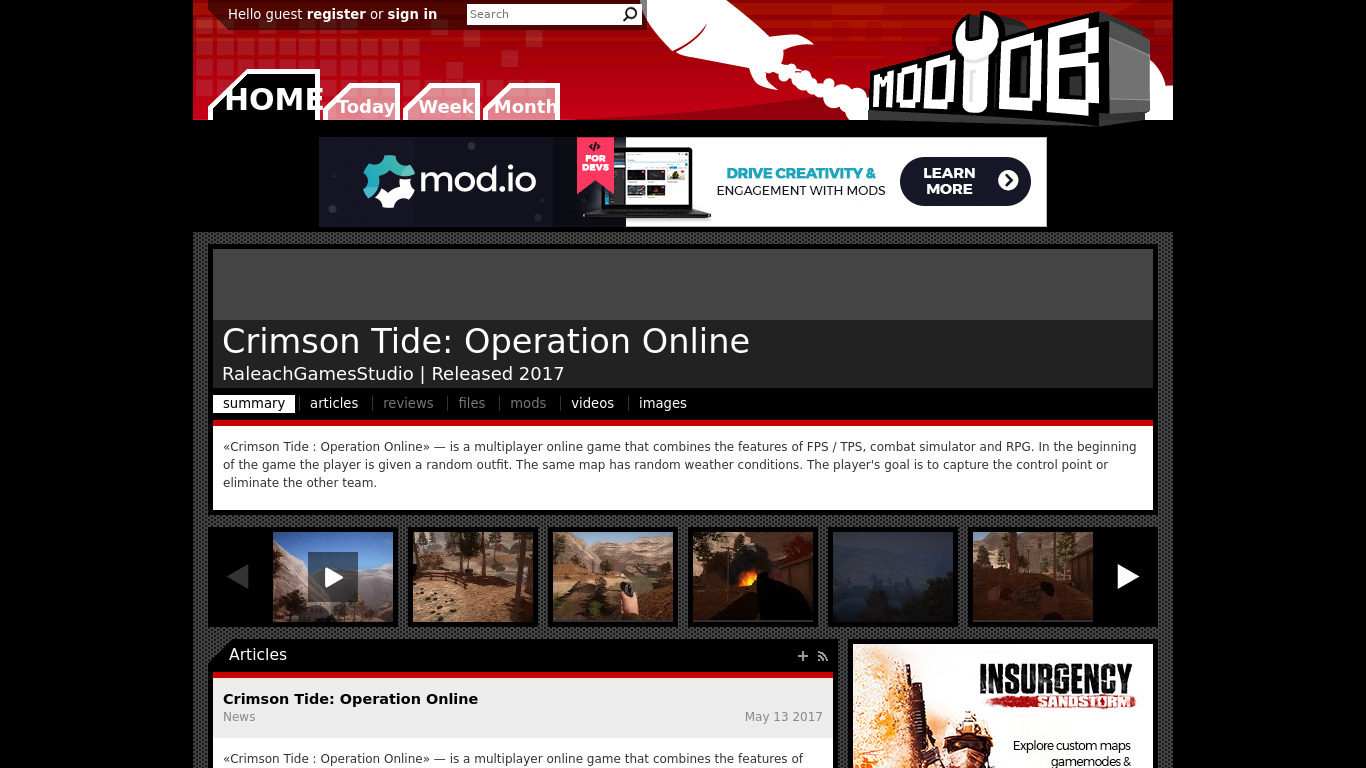 Crimson Tide: Operation Online Landing page