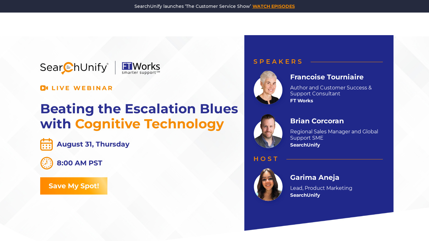 SearchUnify Landing page