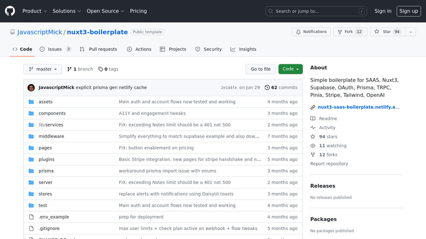 Nuxt 3 SAAS Boilerplate Landing Page