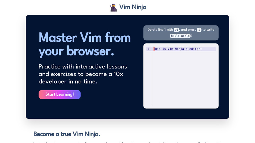 Vim Ninja Landing Page