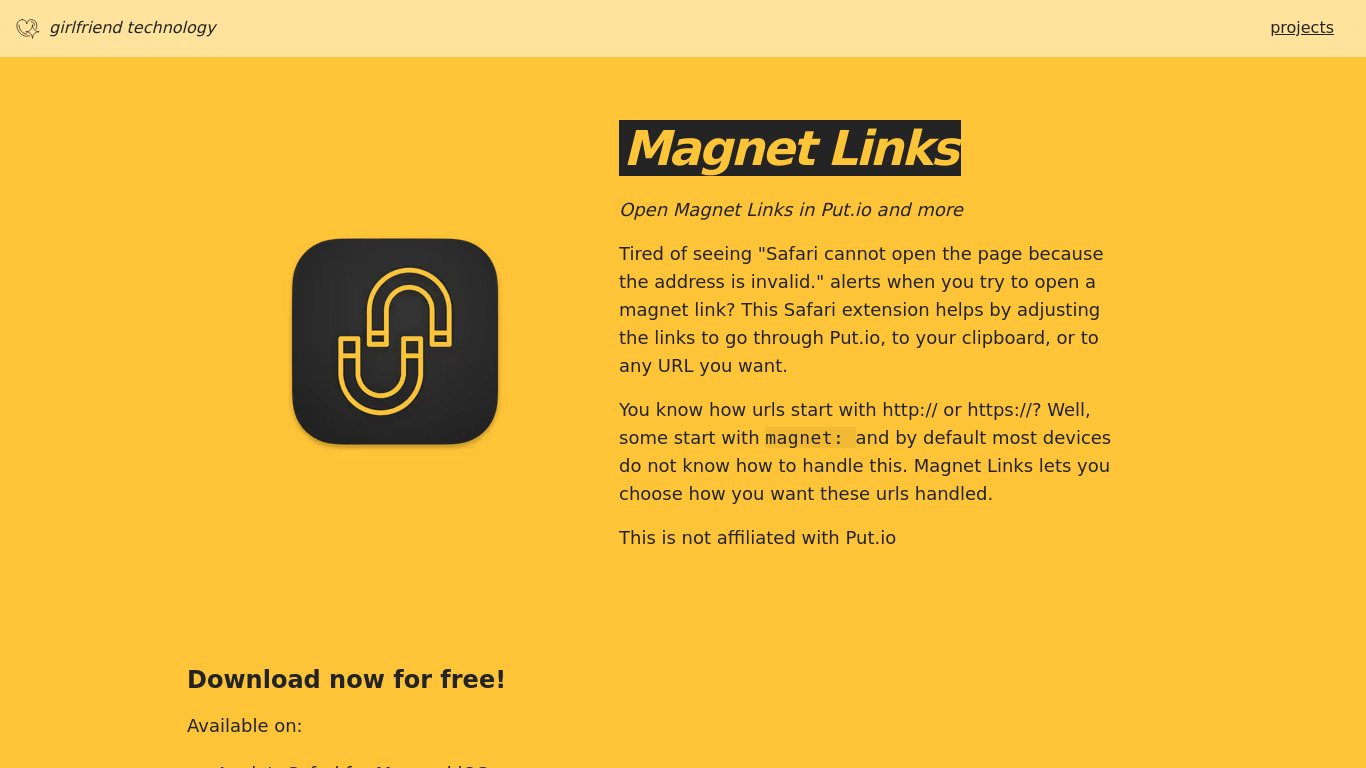 Magnet Links Landing page