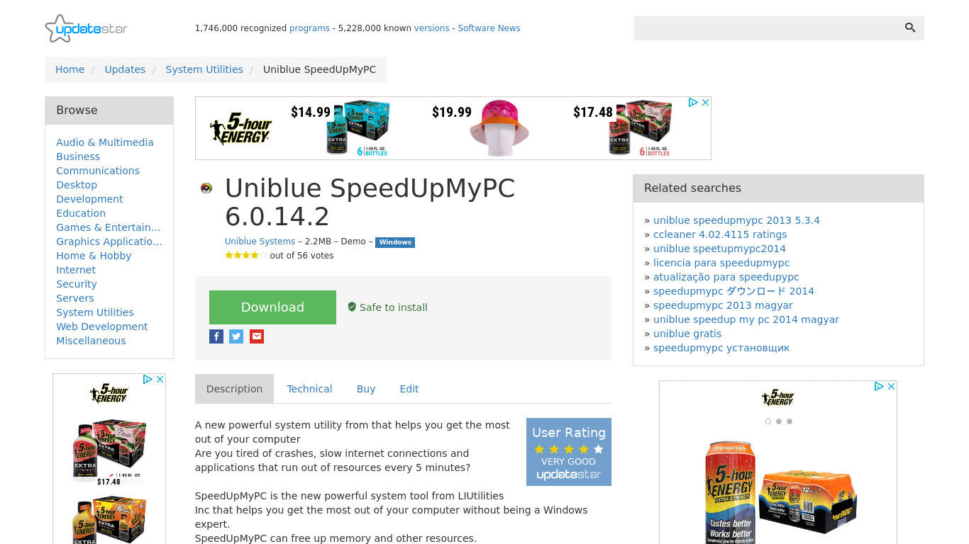 Uniblue Speedupmypc Landing page