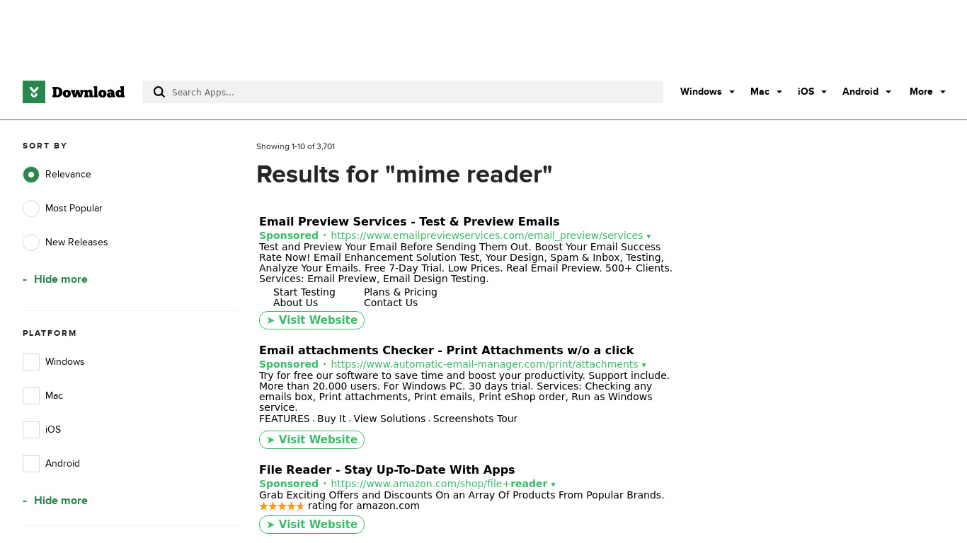 Mime Reader Landing page