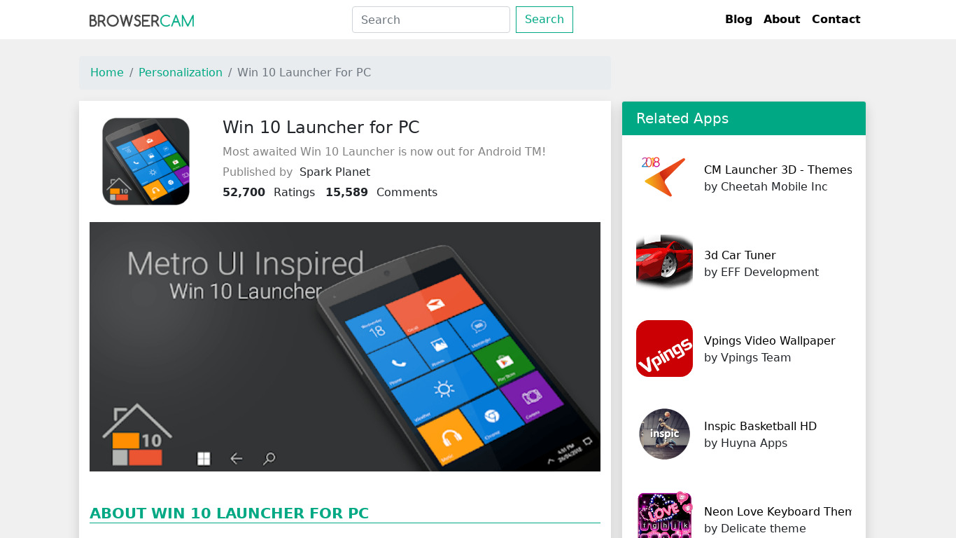 Win 10 Launcher Landing page
