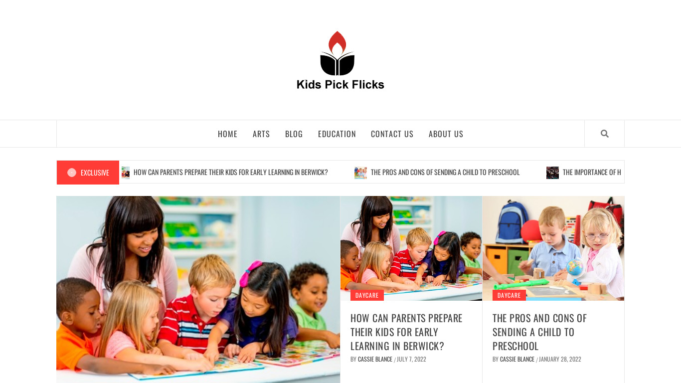Kids Pick Flicks Landing page