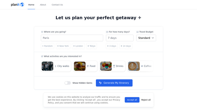 Planit Earth Landing Page